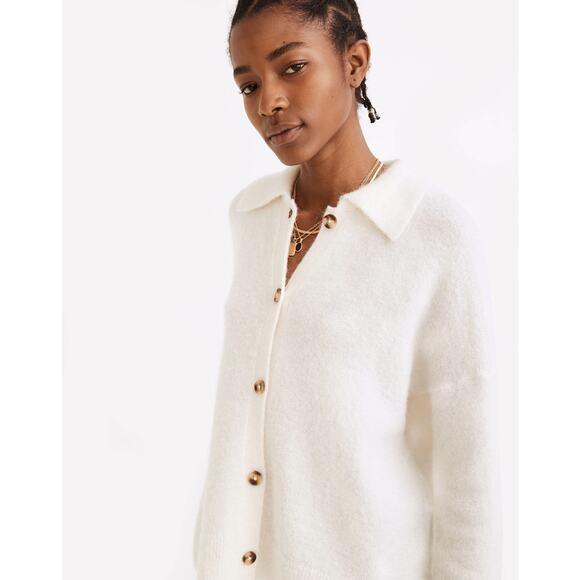 Madewell Carrabelle Polo Button Front Cardigan Sweater Heather Lighthouse XS - Picture 1 of 11